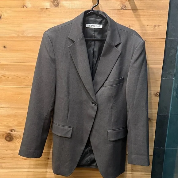 Frankie Shop Grey asymmetric blazer - Picture 1 of 6